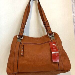 NWT Rosetti Sandy Multi Plex Satchel Purse Russett Orange Double Handle Bag